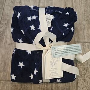Pottery Barn Kids Hooded Fleece Robe Stars Navy Size 4-6 Flame Resistant NEW